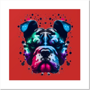 Olde English Bulldogge Ink Dot Watercolor Artwork Posters and Art